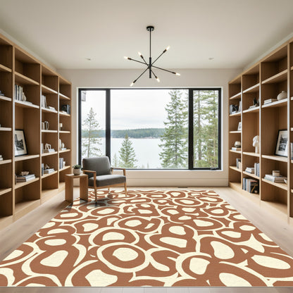 Organic Brown Cream Ovals Rug