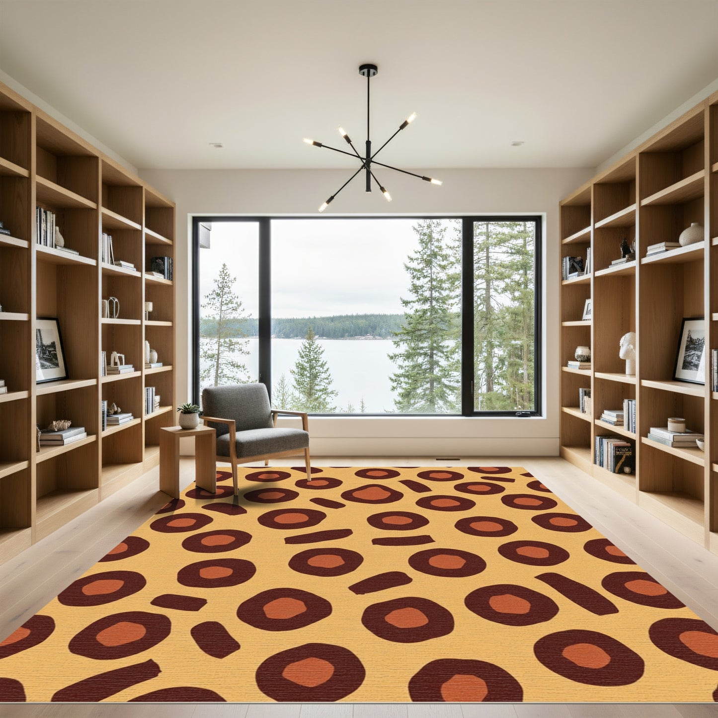 Brown Spots on Orange Background Rug
