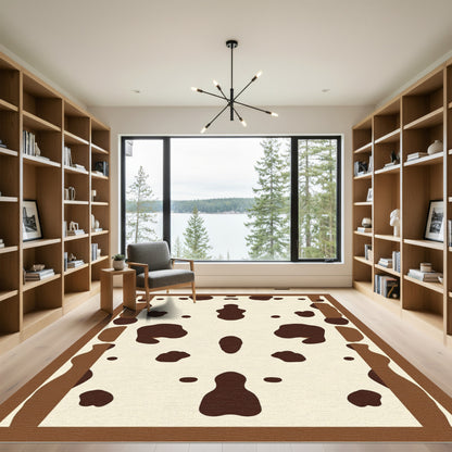 Brown Spotted Cream Animal Hide Rug