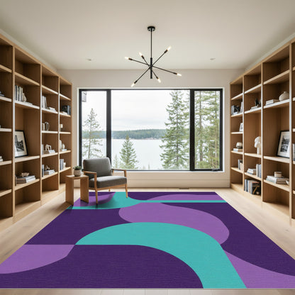 Abstract Lavender Teal Geometric Shapes Rug