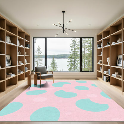Pink Aqua Abstract Blob Rug