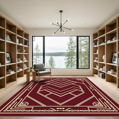 Art Deco Crimson Geometric Heart Rug