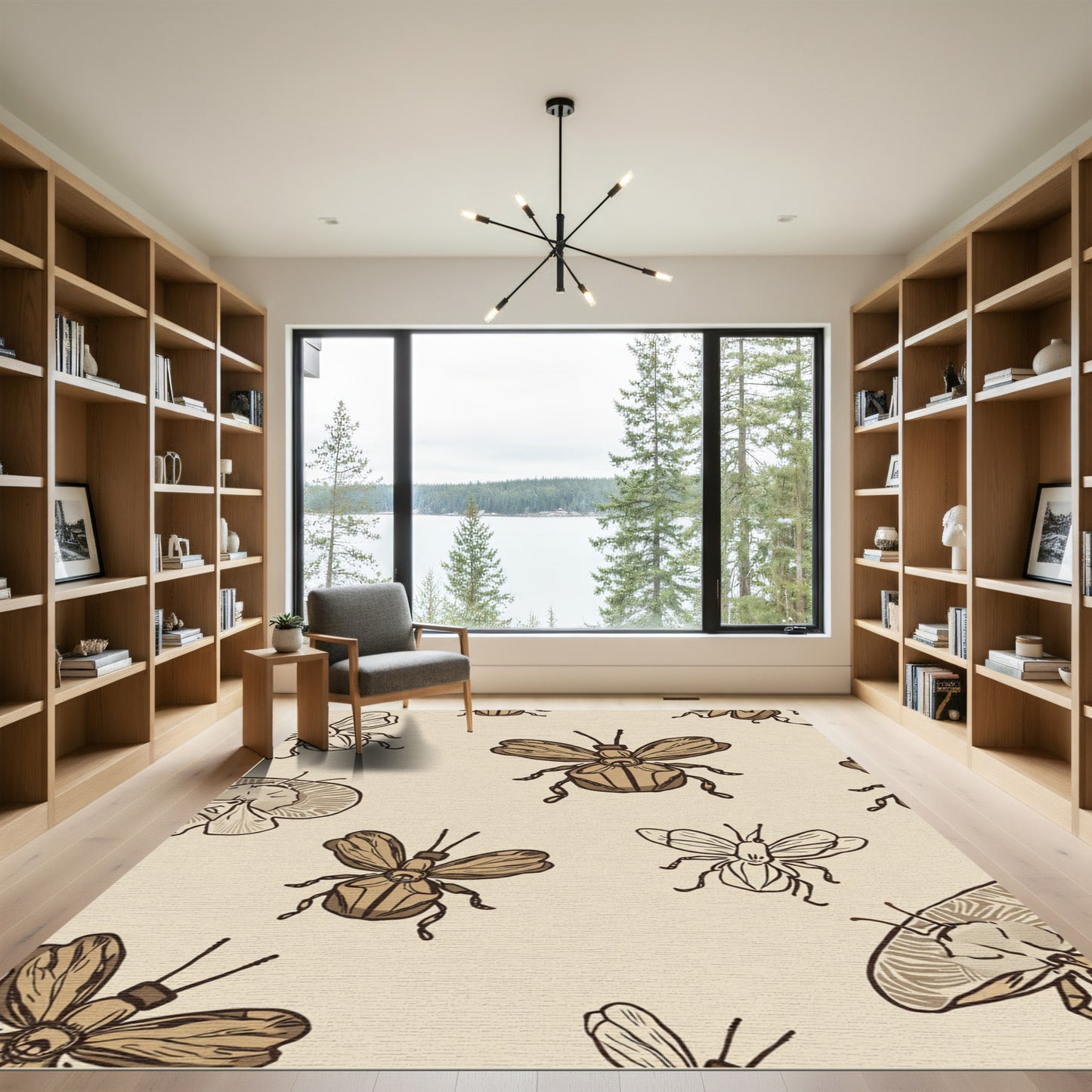 Brown Insect Vintage Sketch Collection Rug