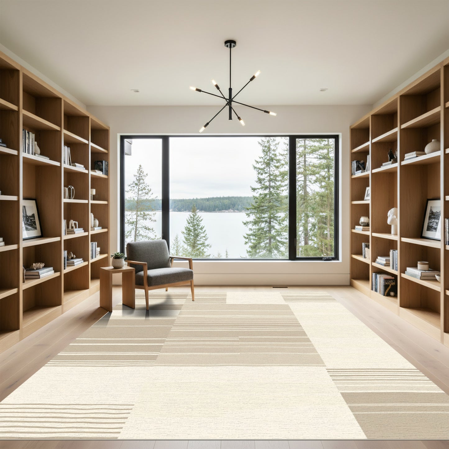 Earthy Toned Horizontal Stripe Patchwork Rug