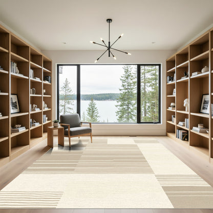 Earthy Toned Horizontal Stripe Patchwork Rug