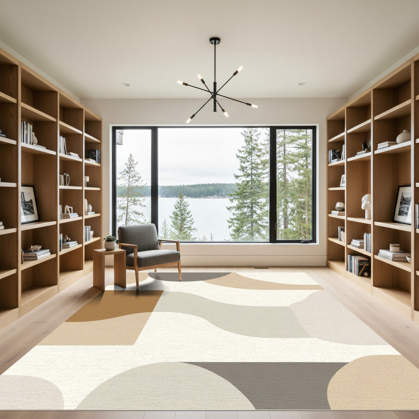 Earthy Terracotta Abstract Curves Rug
