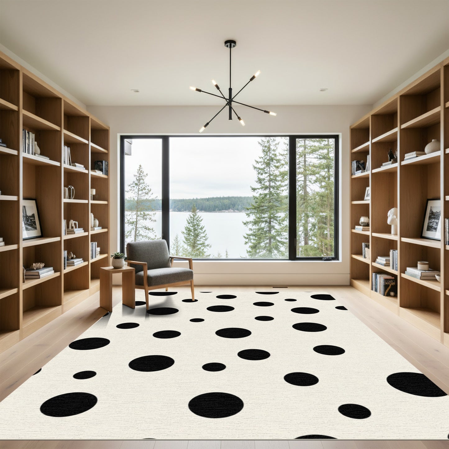 Cream Black Polka Dot Scatter Rug