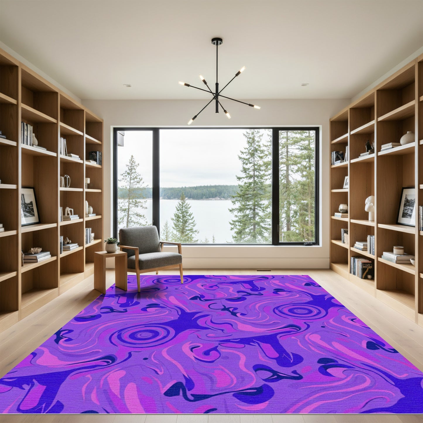 Purple Blue Pink Swirls Abstract Rug