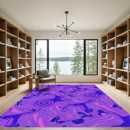 Purple Blue Pink Swirls Abstract Rug