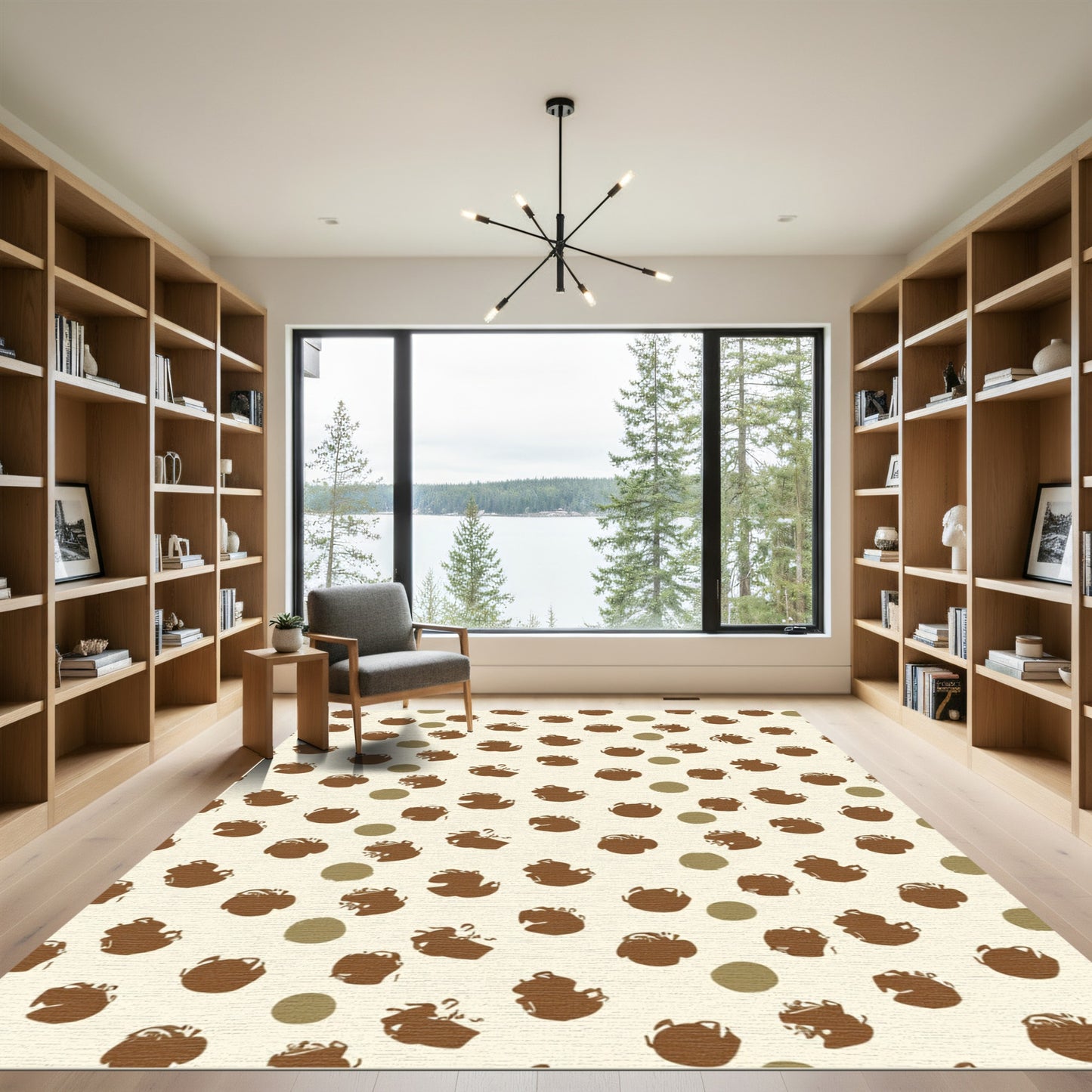 Brown Ink Splatter Polka Dot Rug