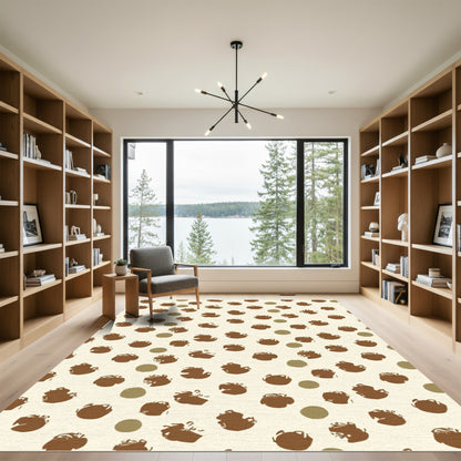 Brown Ink Splatter Polka Dot Rug
