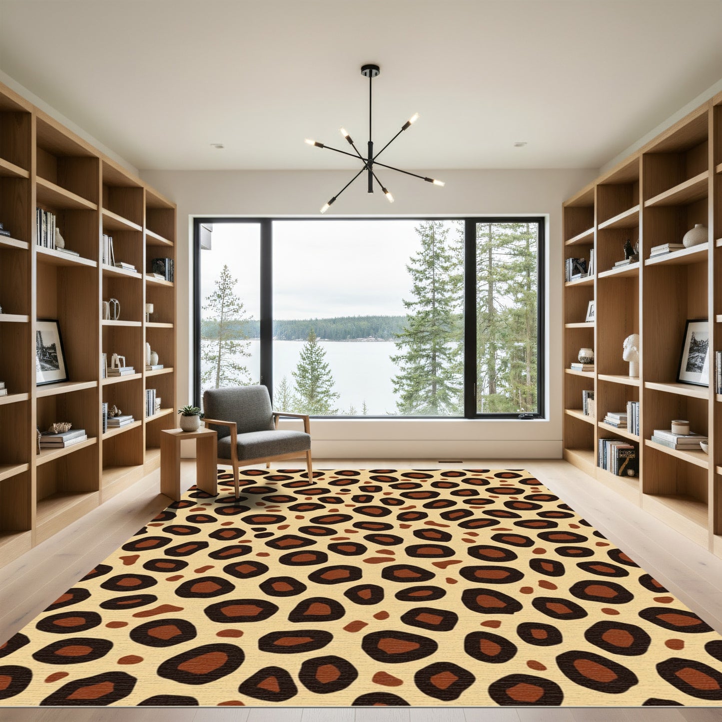 Brown Leopard Spots Animal Print Rug