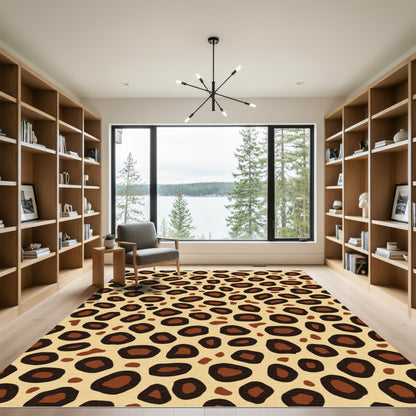 Brown Leopard Spots Animal Print Rug