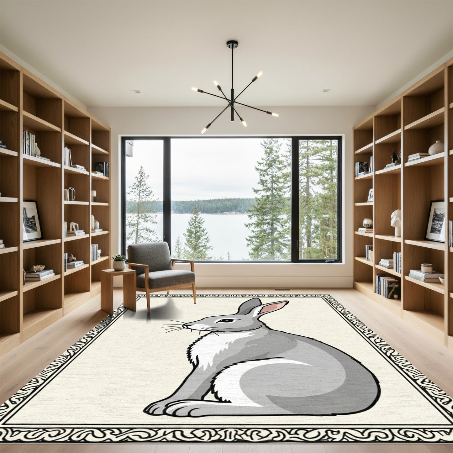 Gray Hare Classic Border Rug