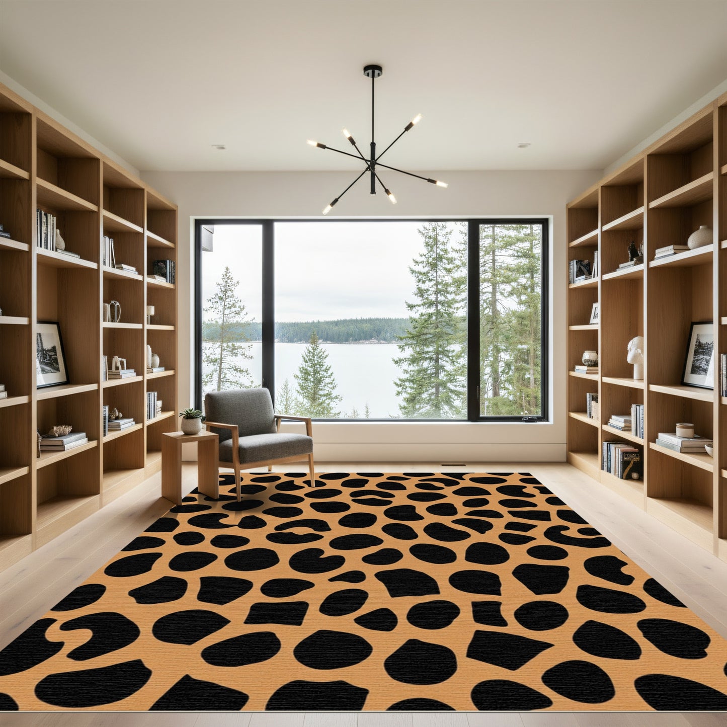 Black Spotted Tan Spots Rug