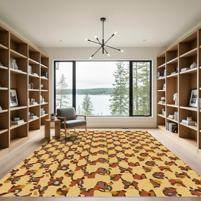 Earthy Ochre Organic Jagged Forms Rug