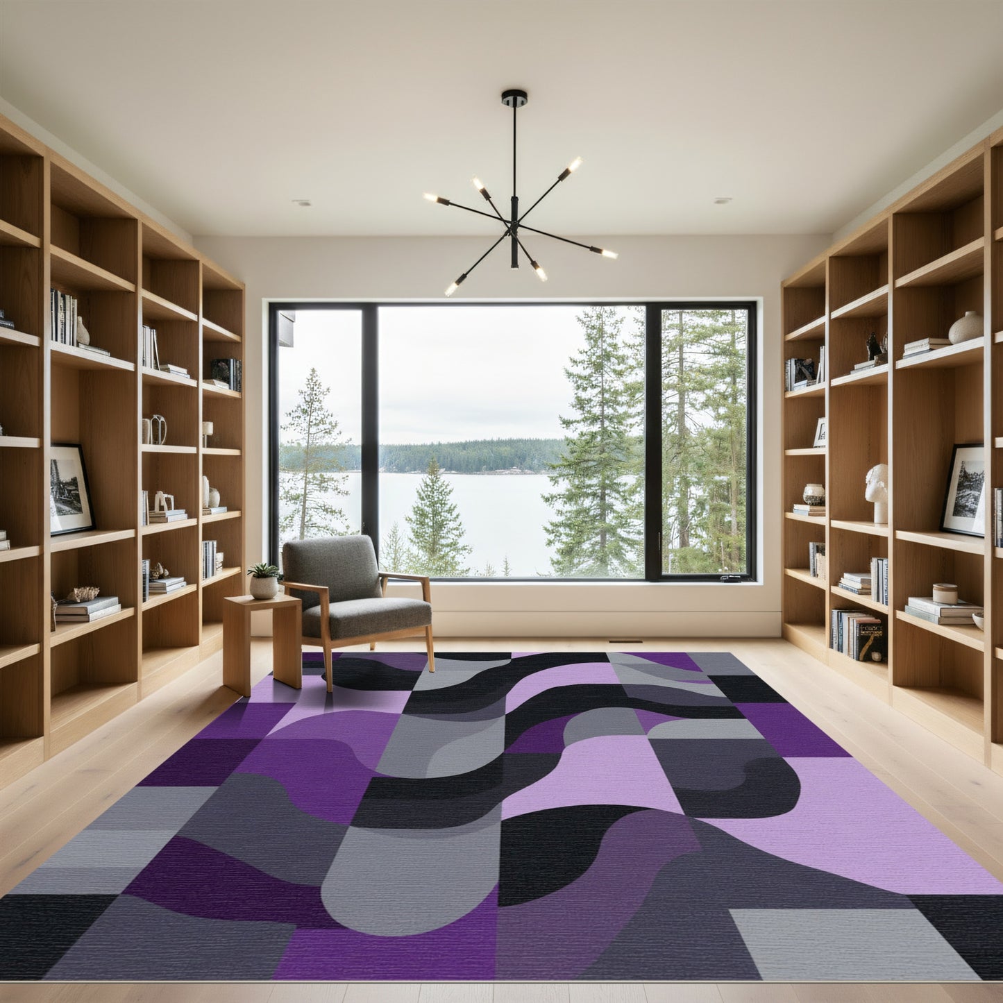 Amethyst Waves Geometric Arrangement Rug