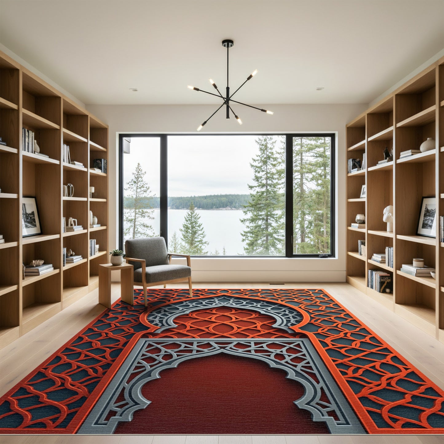 Orange Grey Interlocking Arch Rug