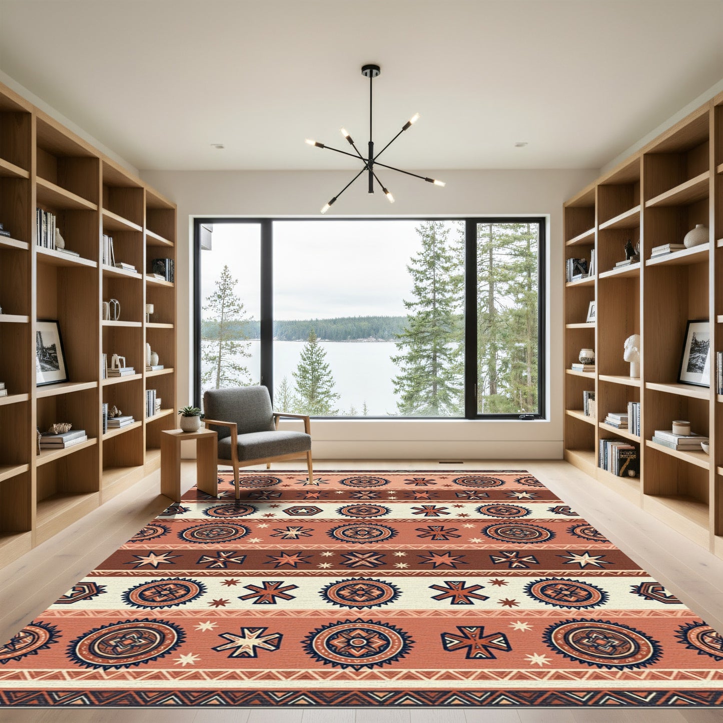 Terracota Boho Sunburst Stripe Rug