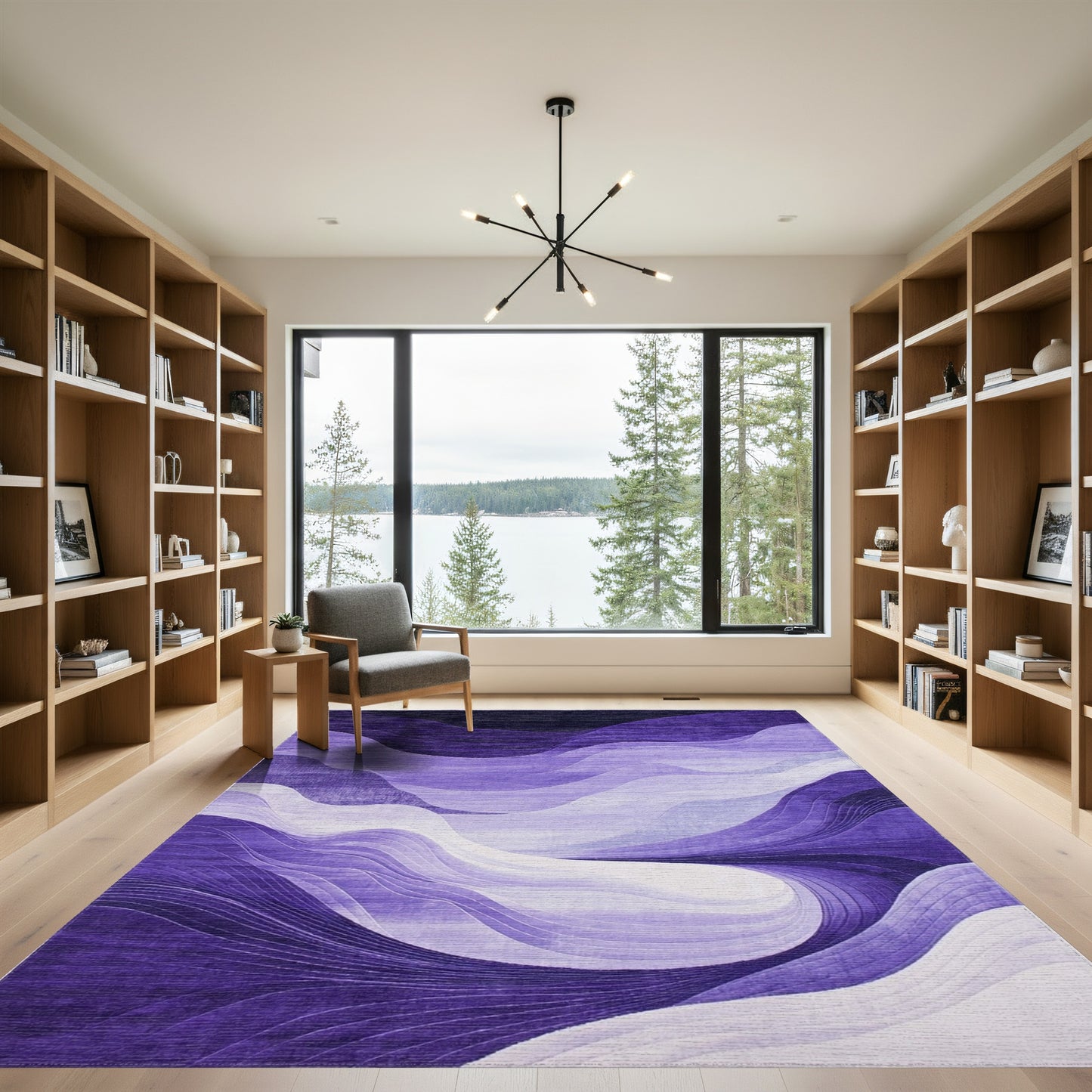 Gradient Purple Fluid Waves Rug