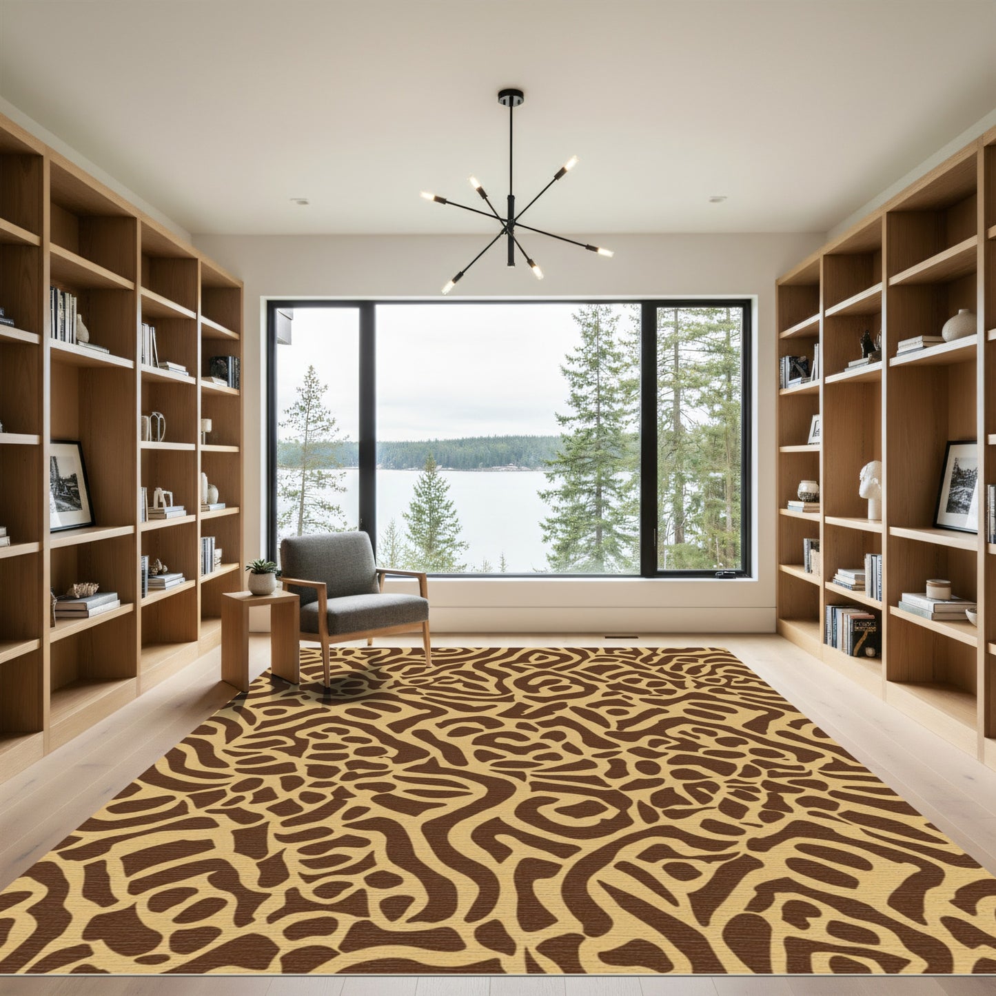 Brown Beige Organic Abstract Rug