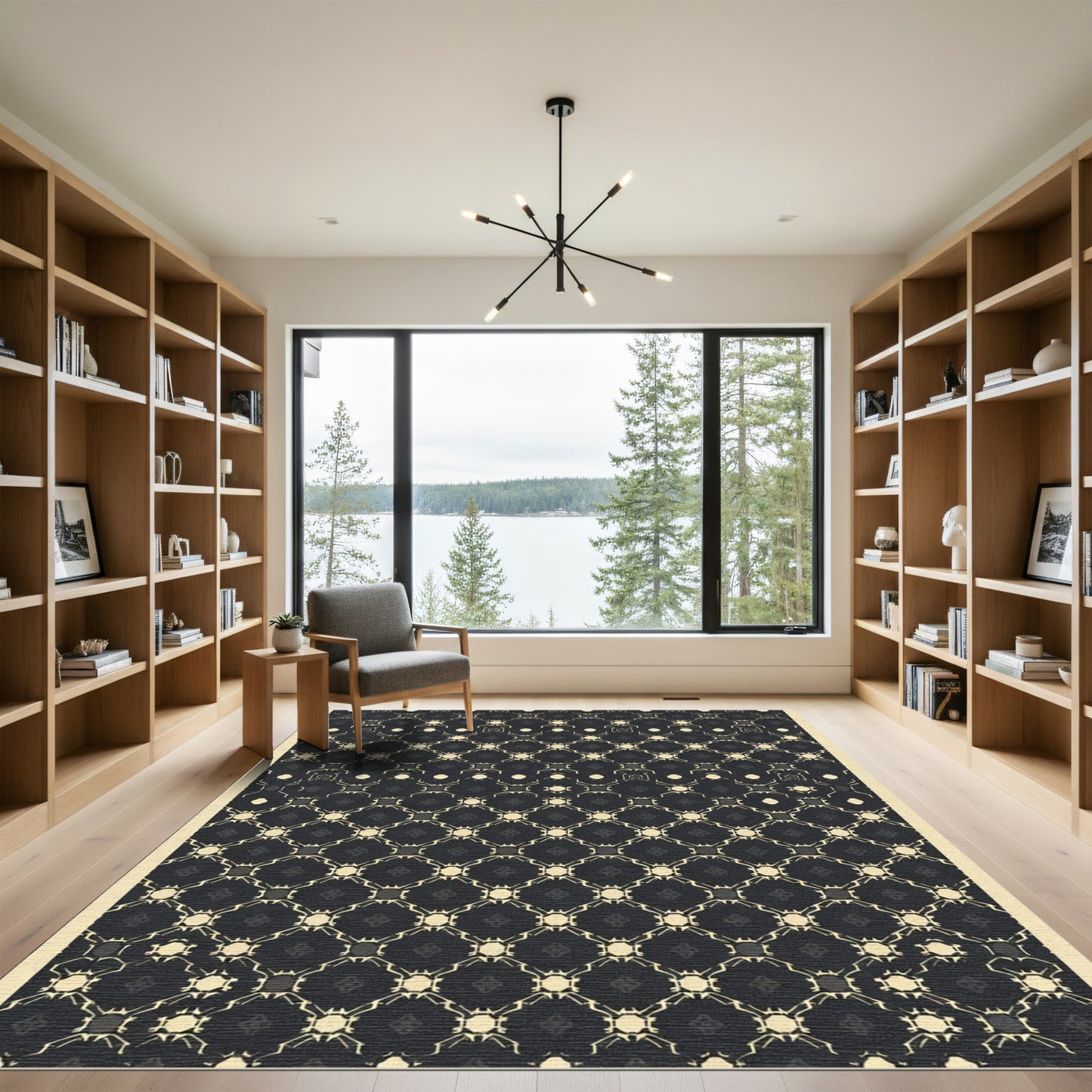 Dark Gray Diamond Lattice Rug
