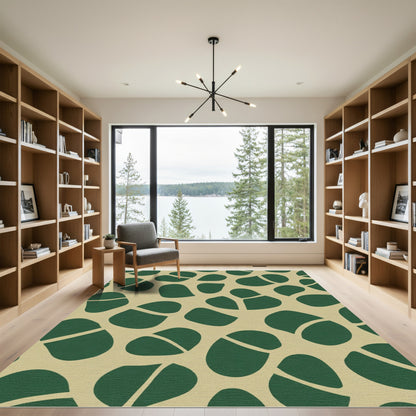 Deep Green Organic Pebble Layout Rug