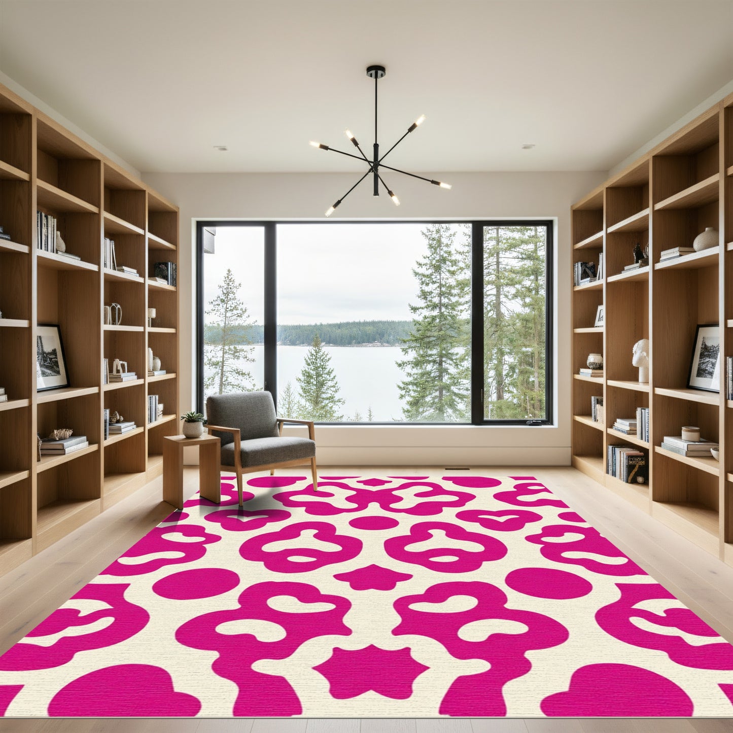 Bold Magenta Floral Abstract Rug