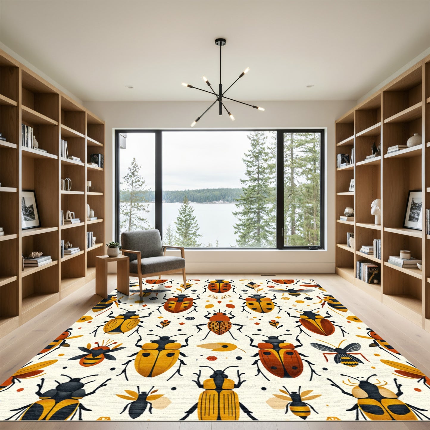 Spotted Beetles And Bees Folk Art Rug