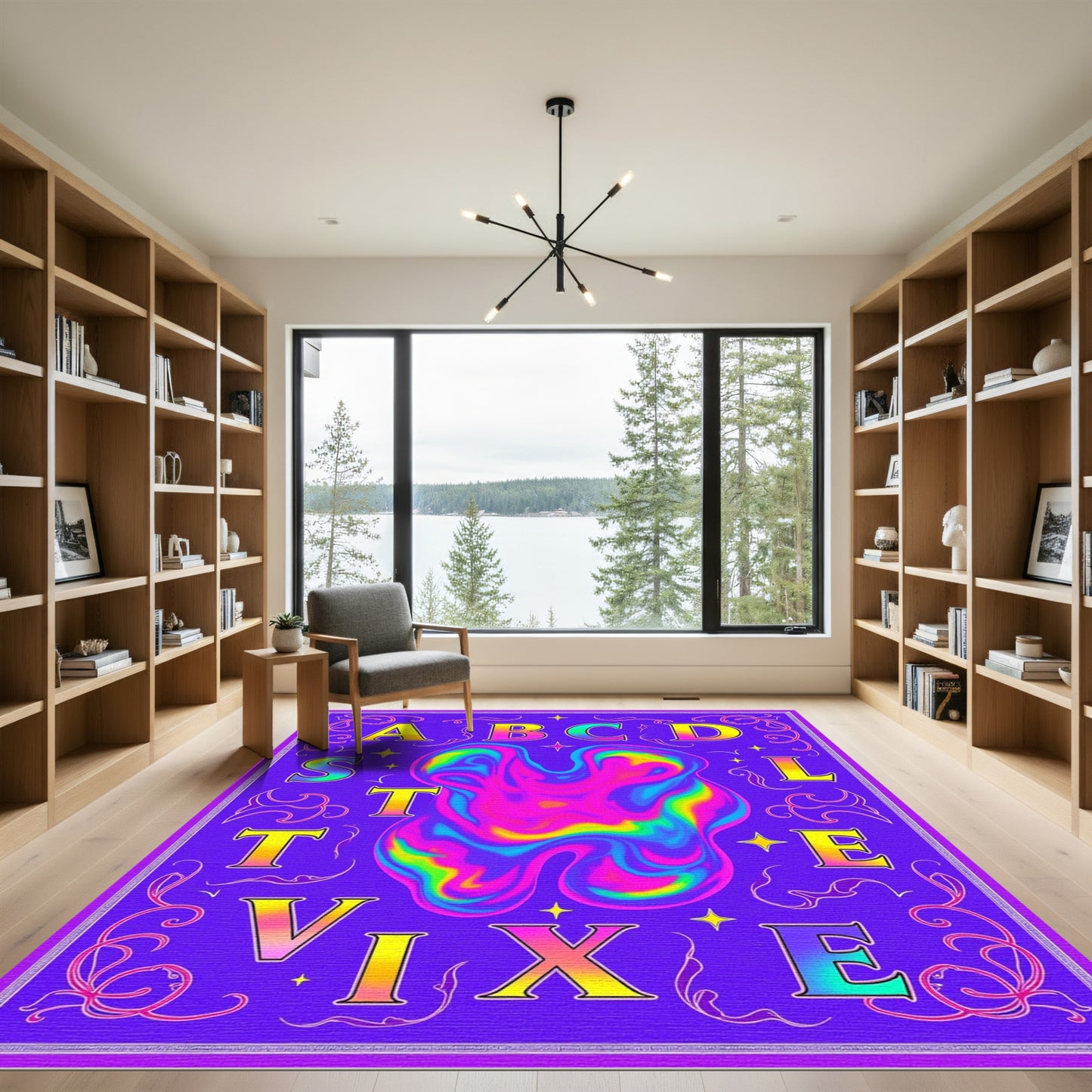 Psychedelic Alphabet Liquid Swirl Rug