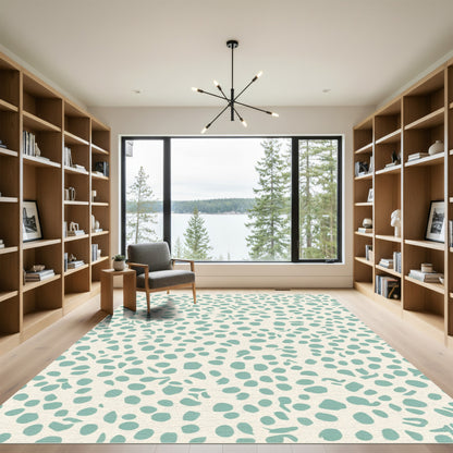 Mottled Teal Scattered Organic Shapes Rug