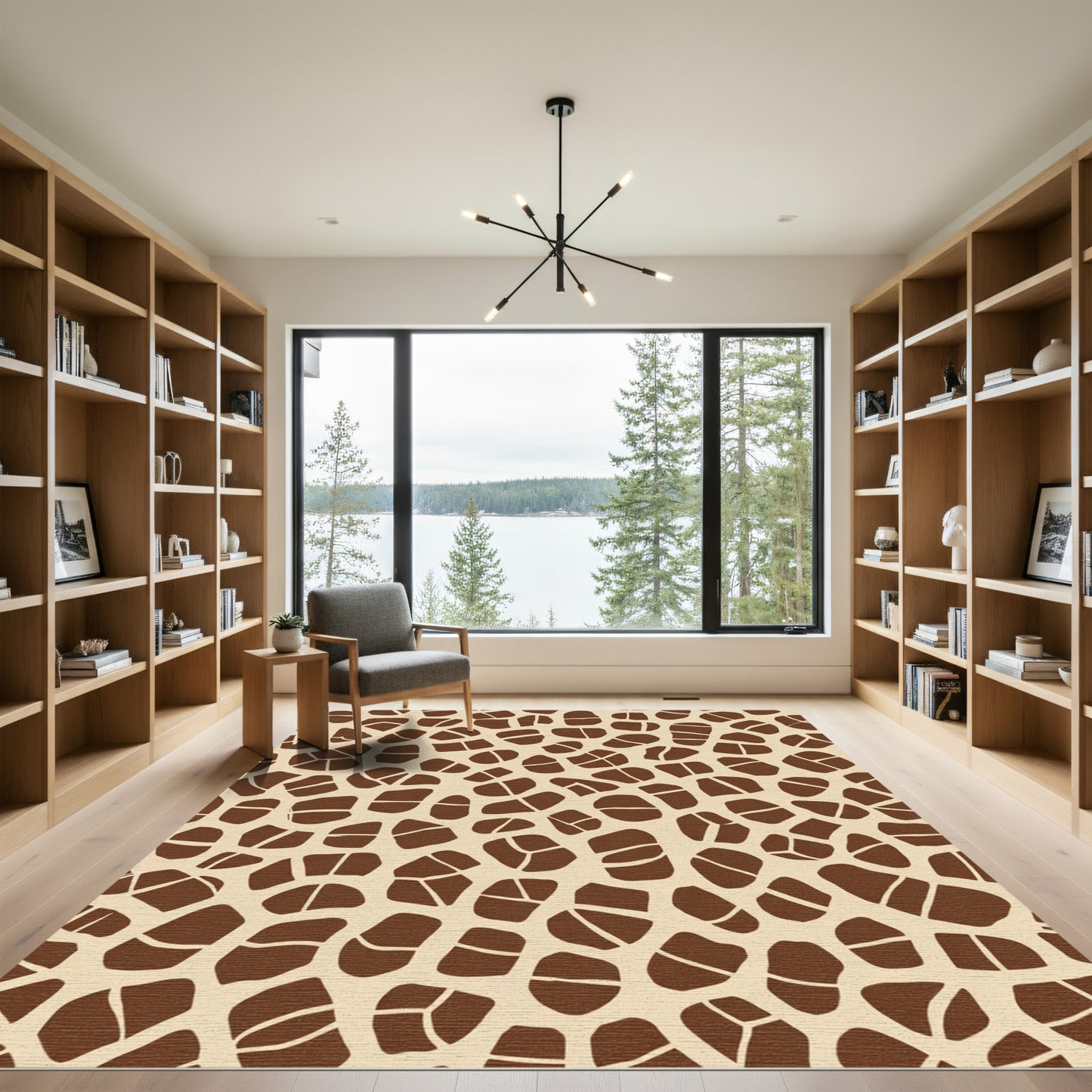 Brown Cream Organic Irregular Shapes Rug