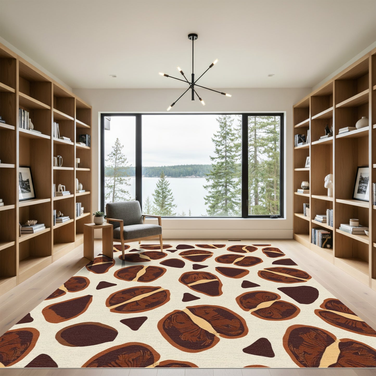 Brown Chestnut Slice Abstract Layout Rug
