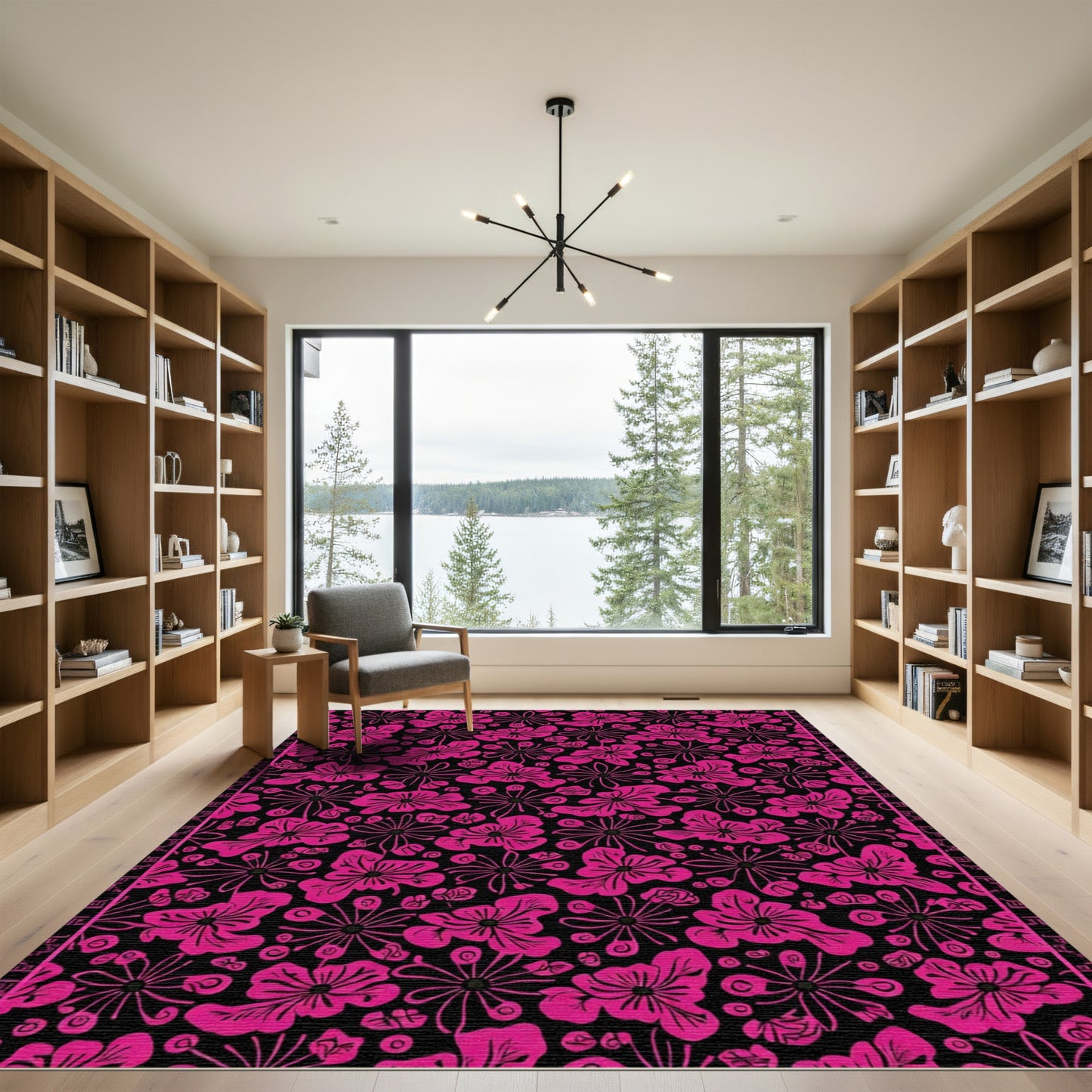 Vibrant Pink Floral Collage Rug
