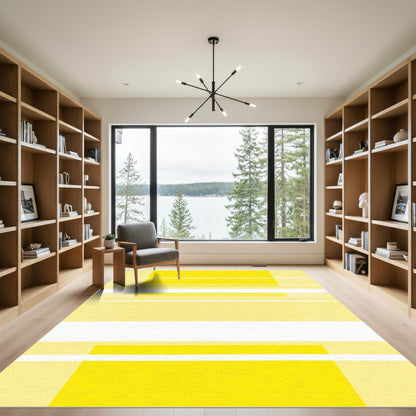 Bright Yellow Horizontal Stripe Rug