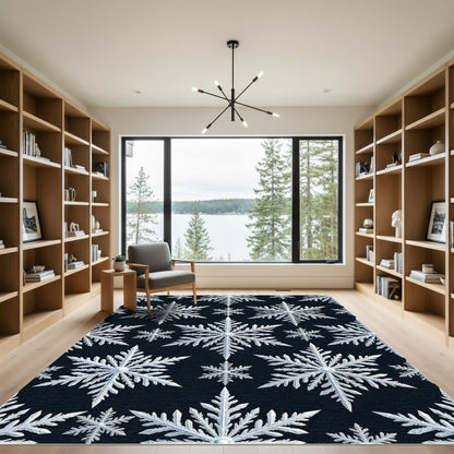 Cool White Snowflake Pattern Rug