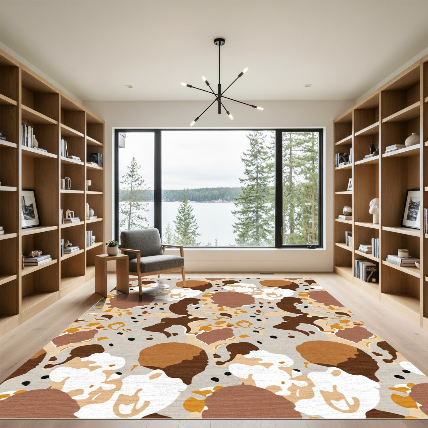 Earthy Terracotta Abstract Organic Clouds Rug