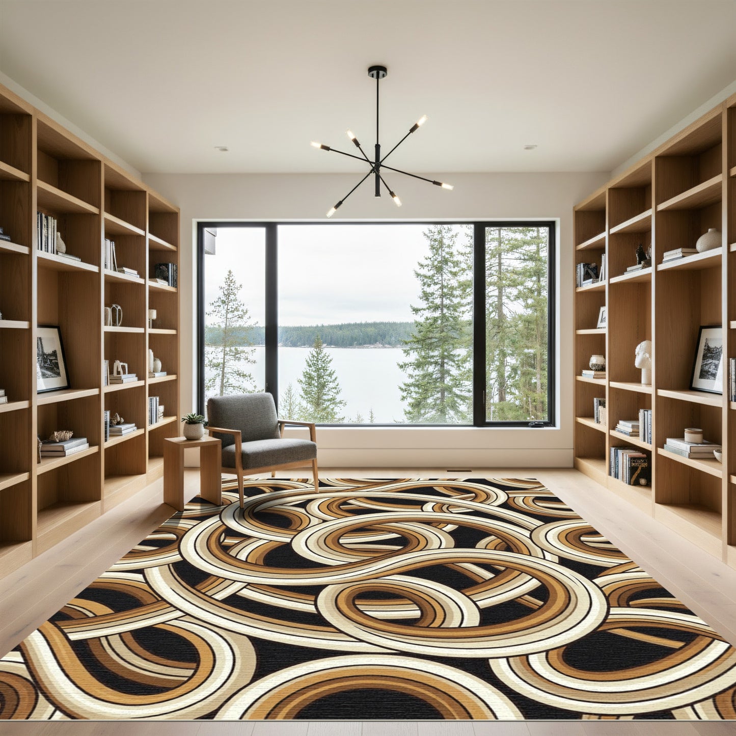 Brown Ecru Swirling Tube Harmony Rug