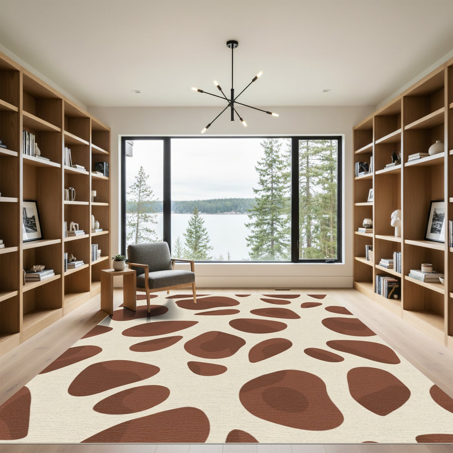 Brown and Cream Irregular Spots Rug