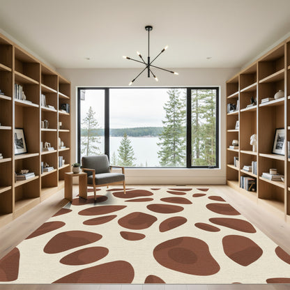Brown and Cream Irregular Spots Rug