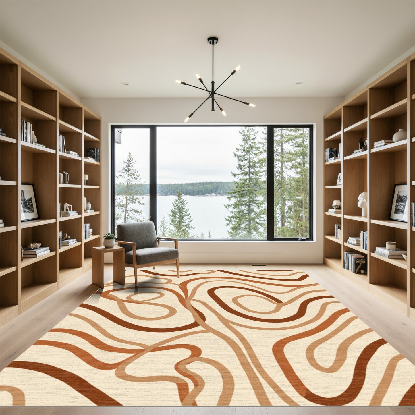 Earthy Wavy Lines Abstract Rug