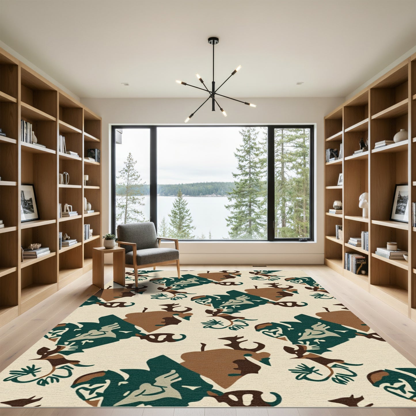Woodland Camouflage Abstract Heart Cluster Rug