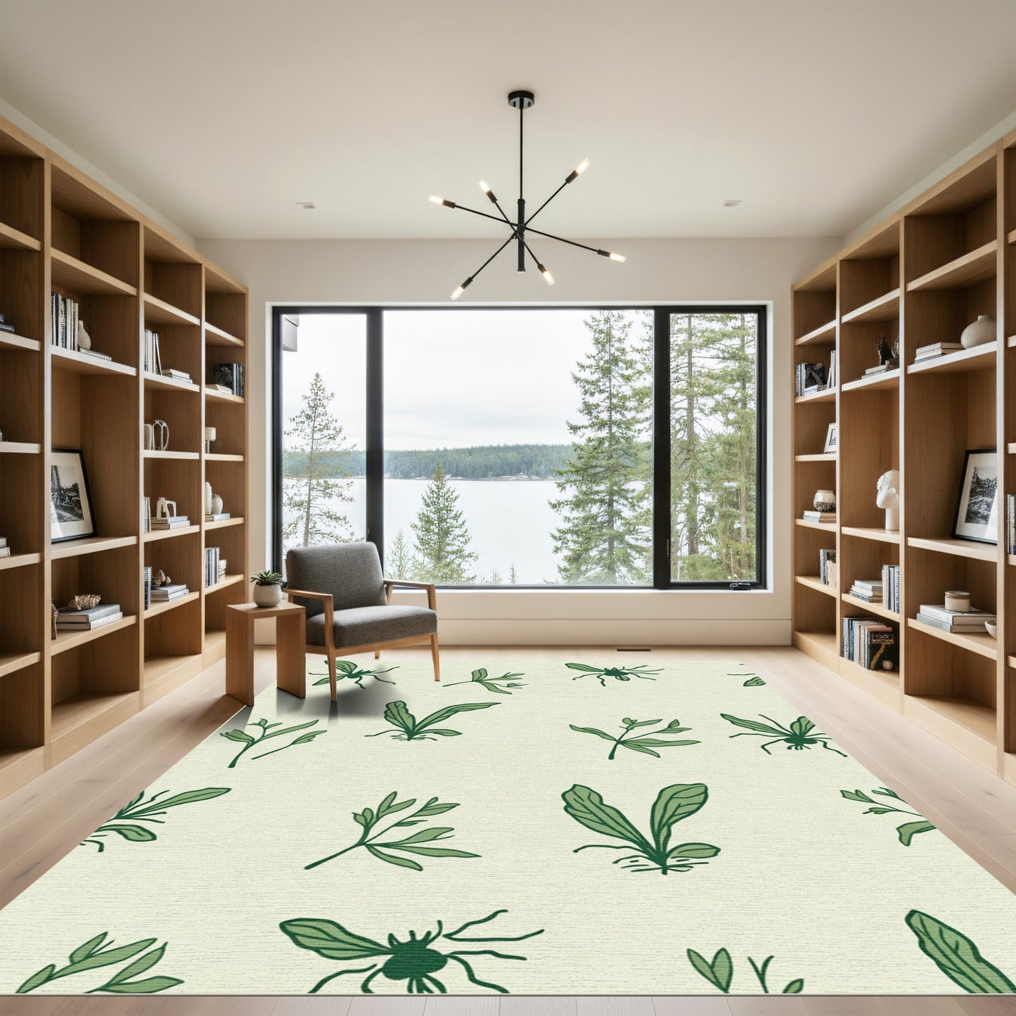 Green Nature Insects And Leaves Rug