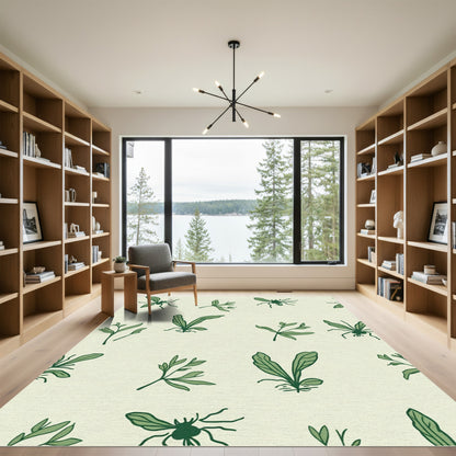 Green Nature Insects And Leaves Rug