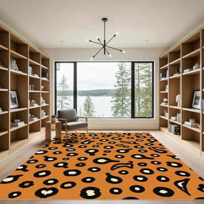 Orange Black Cream Spotted Abstract Spots Rug