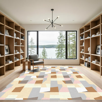 Retro Geometric Color Block Rug