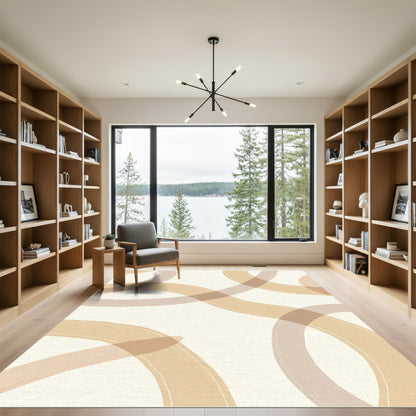 Earthy Curves Abstract Ribbon Rug