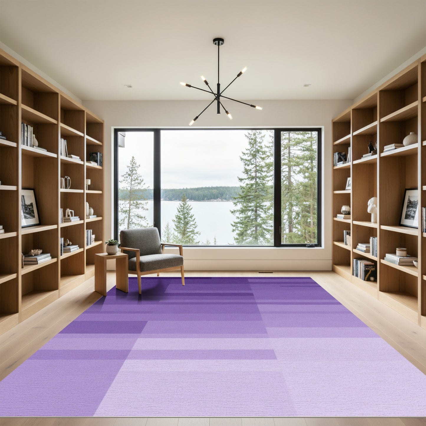 Modern Purple Horizontal Stripe Rug