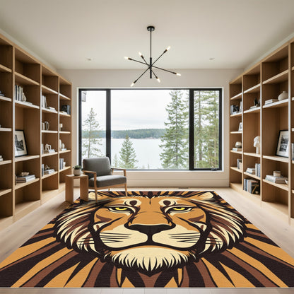 Majestic Lion Head Brown Toned Rug