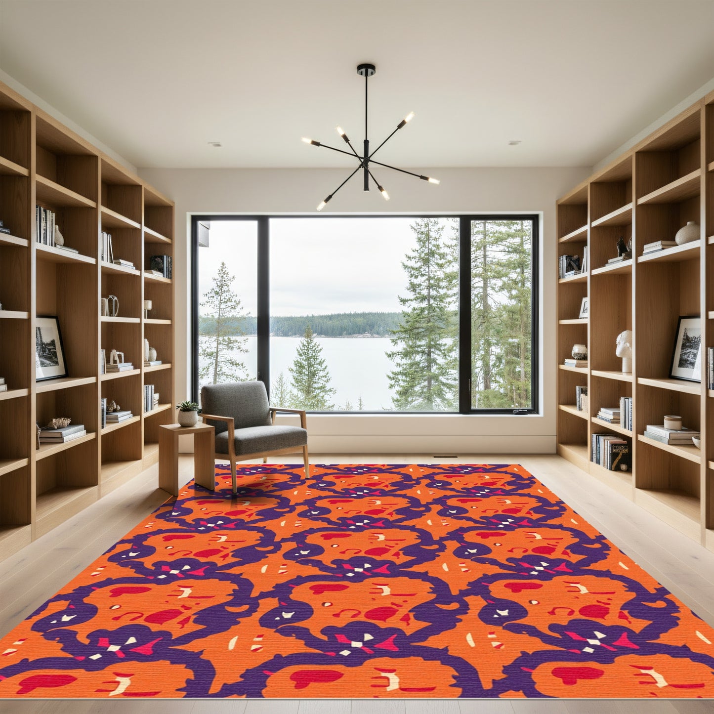 Bold Orange Purple Abstract Heart Rug